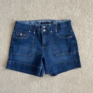 Y2k Dark Wash Denim shorts mid to high rise pocket detail vintage style- Size 12